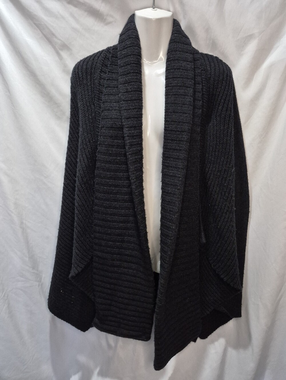 AllSaints Wool Alpaca Oversized Draped Cardigan Sweater Black XS